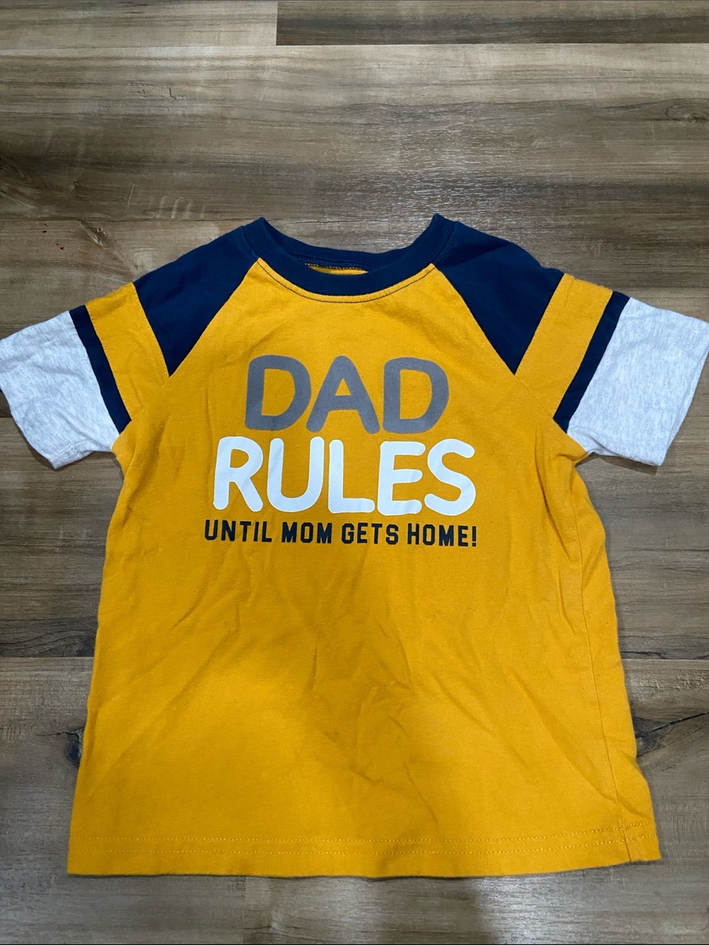 Kids' 'Dad Rules' Short Sleeve Tee - Mustard/Blue